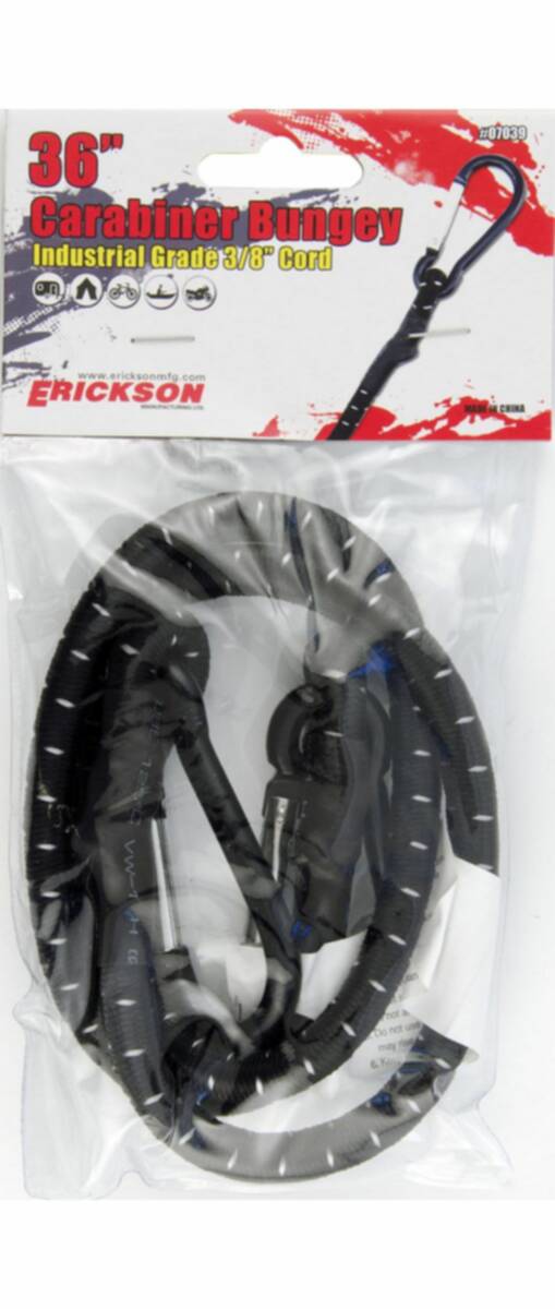 36-Inch Stretch Cord With Carabiner Hooks