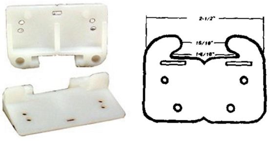 White Plastic Rear Drawer Guide, 2-Pieces