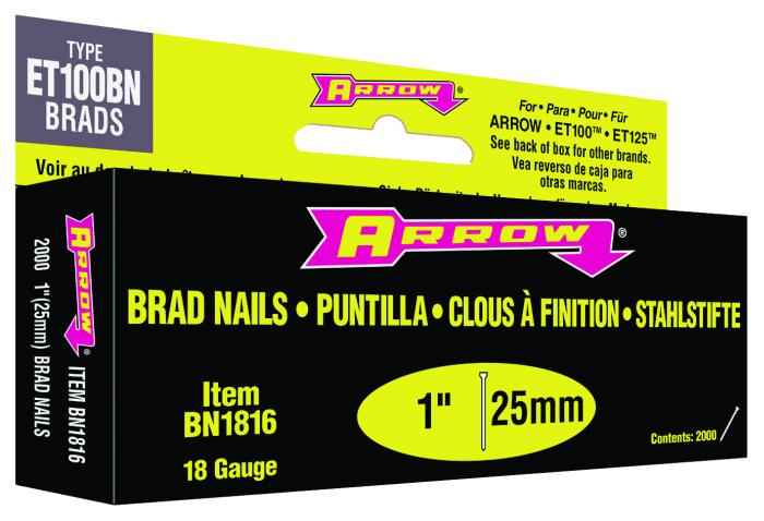 1-Inch 18-Gauge Brown Brad Nails