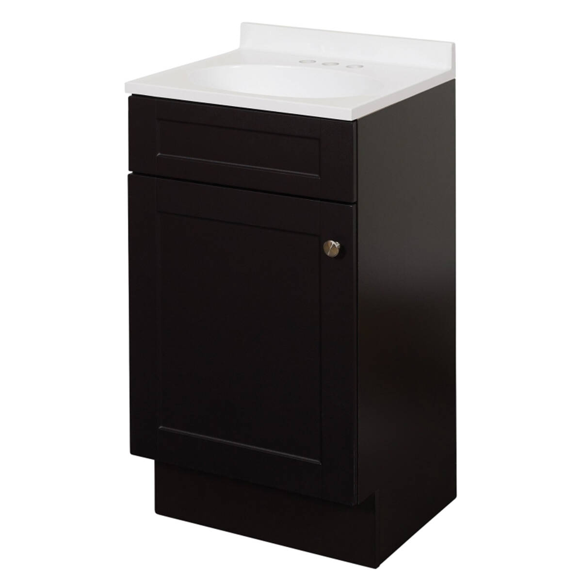 18-Inch 1-Door Espresso Shaker Vanity With White Cultured Marble Sink