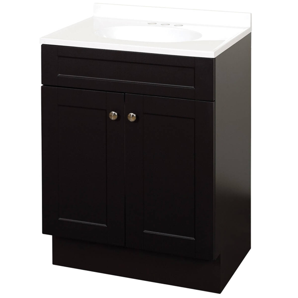 24-Inch 2-Door Espresso Shaker Vanity With White Cultured Marble Sink