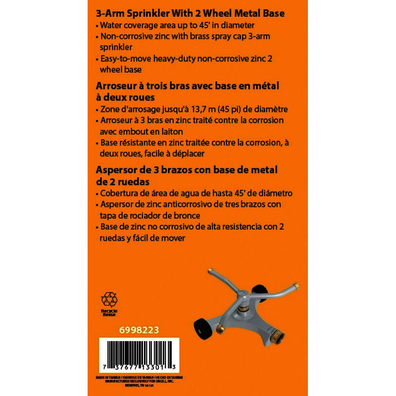 Round Zinc Female Lawn Sprinkler