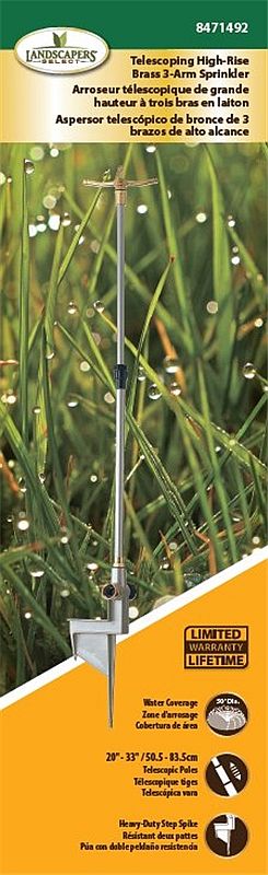 Telescoping High-Rise Brass 3-Arm Sprinkler