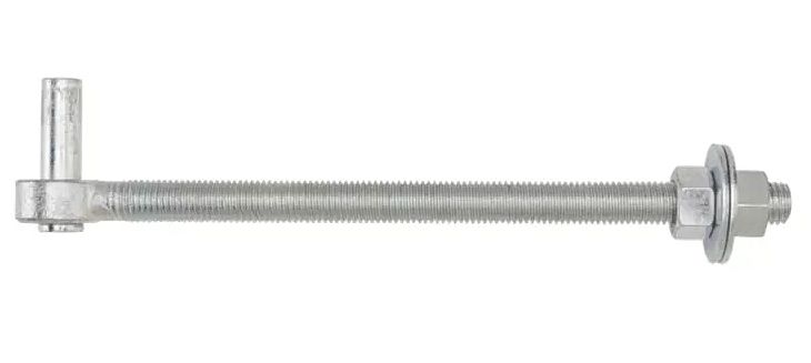 3/4-Inch X 12-Inch Zinc Plated Steel Bolt Hook