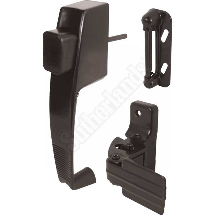 Storm Door Latch Push Button W/Tie Down Black