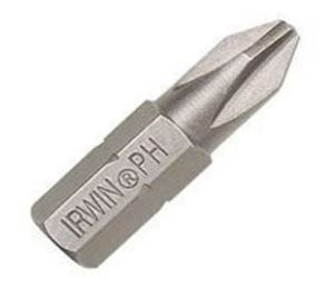 #1 S2 Steel Phillips Insert Screwdriver Bit, 2-Pieces