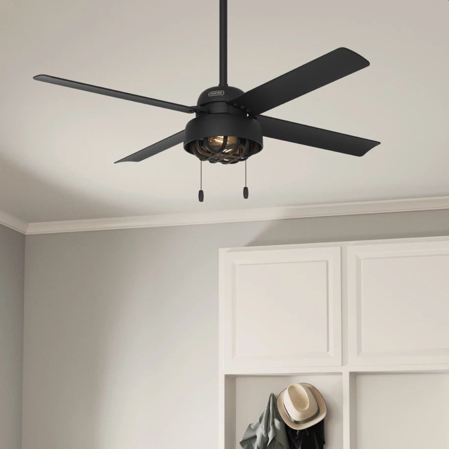 Spring Mill 52-Inch Matte Black Outdoor LED 4-Blade Ceiling Fan