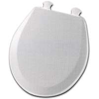 White Round Molded Wood Toilet Seat With Ez Clean Hinges