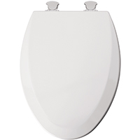 White Elongated Molded Wood Toilet Seat With Ez Clean Hinges