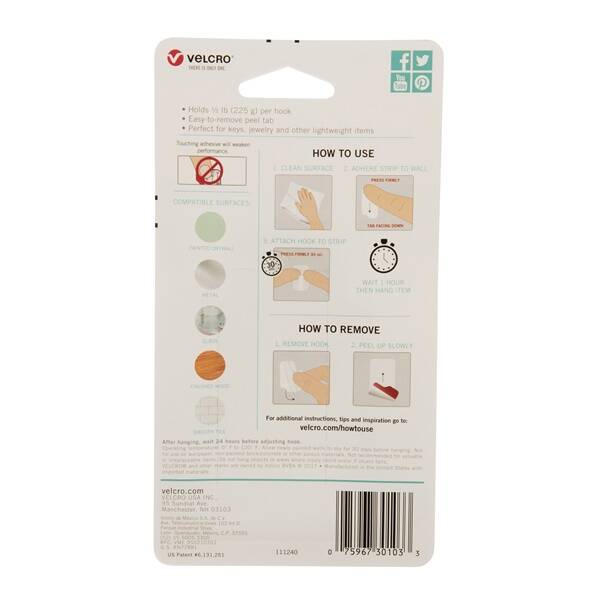 0.5-Pound Weight Capacity Hangables Removable Wall Hook