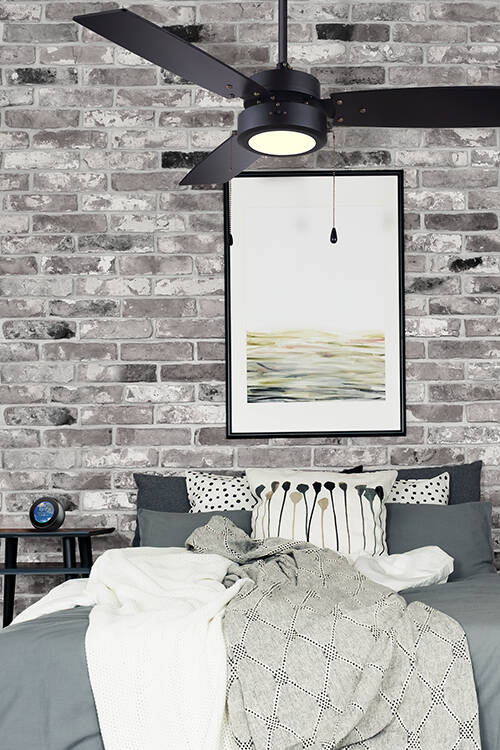 WALLIS 42-Inch Matte Black Indoor LED 3-Blade Ceiling Fan