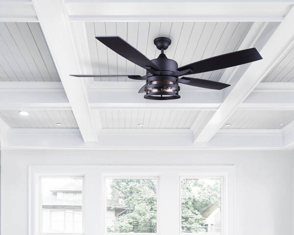 DUFFY 52-Inch Matte Black Indoor LED 5-Blade Ceiling Fan