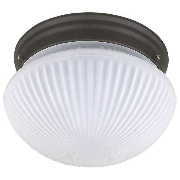 9-1/2 x 6-Inch 1-Light Oil Rubbed Bronze Flush Mount Halophane Ceiling Light Fixture