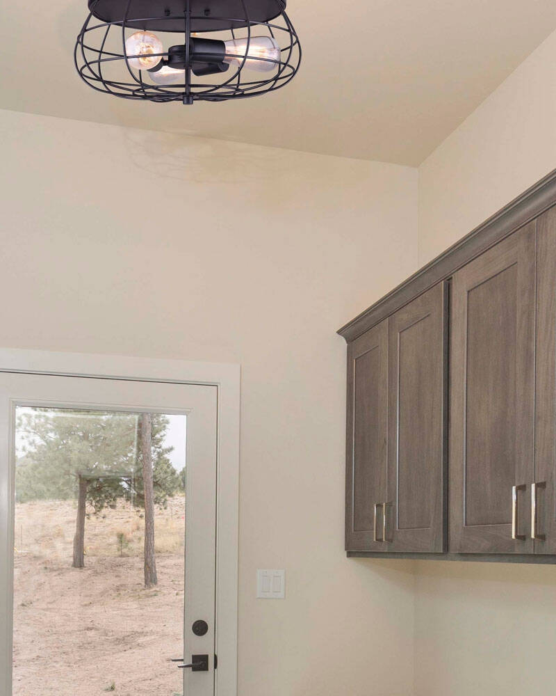 16 x 7-1/2-Inch 3-Light Matte Black Flush Mount Flora Ceiling Light Fixture