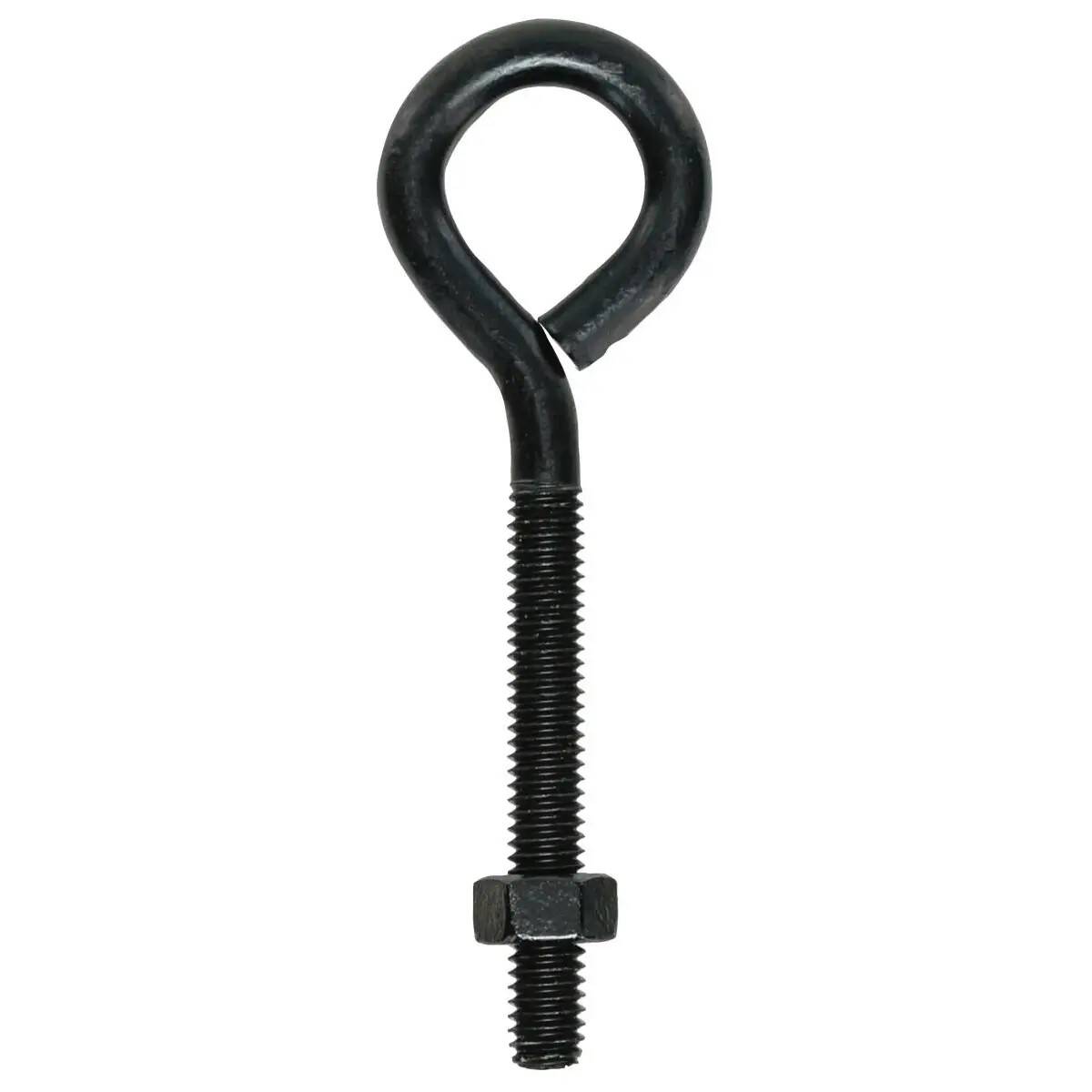 Hardware Essentials™ Eye Bolt With Hex Nut Black 5/16-18 X 4-Inch Black Flagged