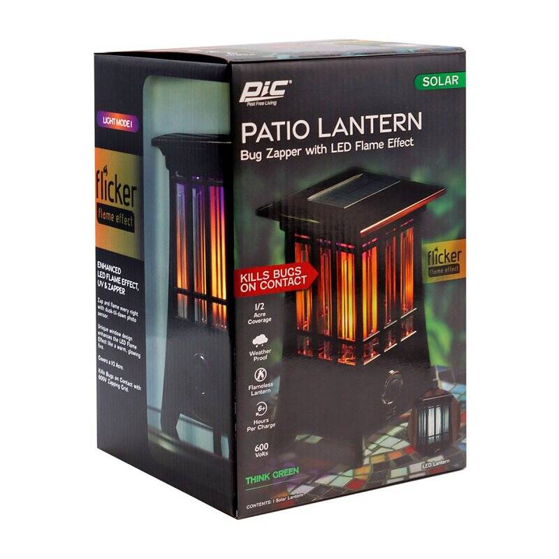 Patio Lantern Bug Zapper with LED Flame Effect