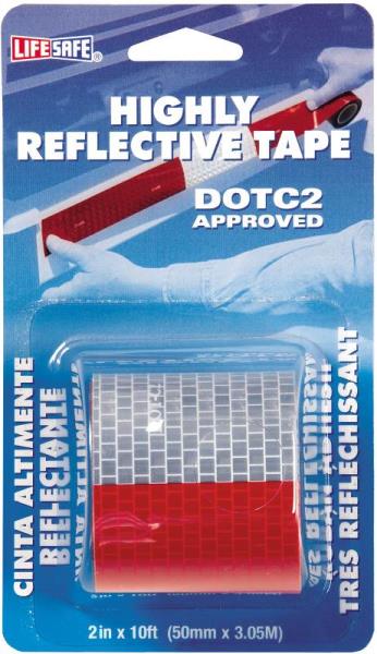 LifeSafe 2-Inch X 10-Foot Red/Silver Highly Reflective Tape