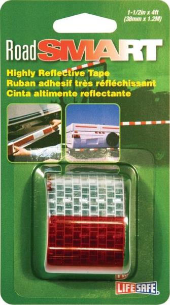 LifeSafe 1.5-Inch X 4-Foot Red/Silver Highly Reflective Tape