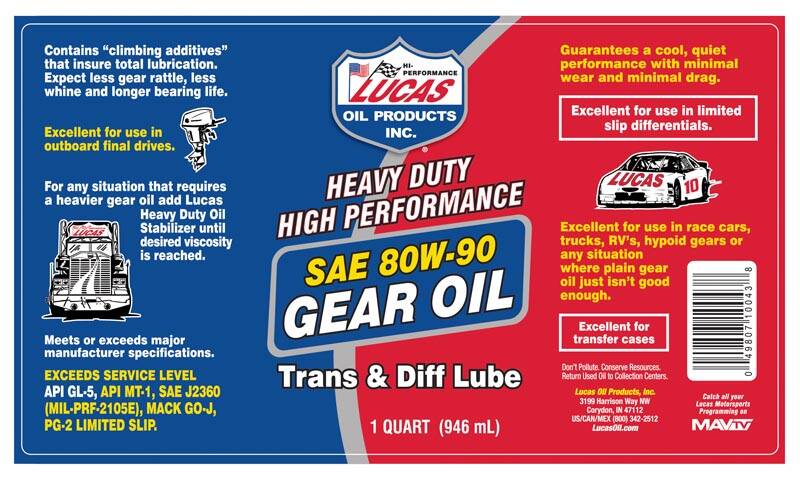 32-Fluid Ounce Heavy Duty High Performance SAE 80W-90 Gear Oil