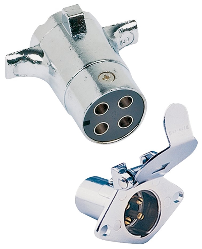 4-Pole Round Trailer Light Connector Set