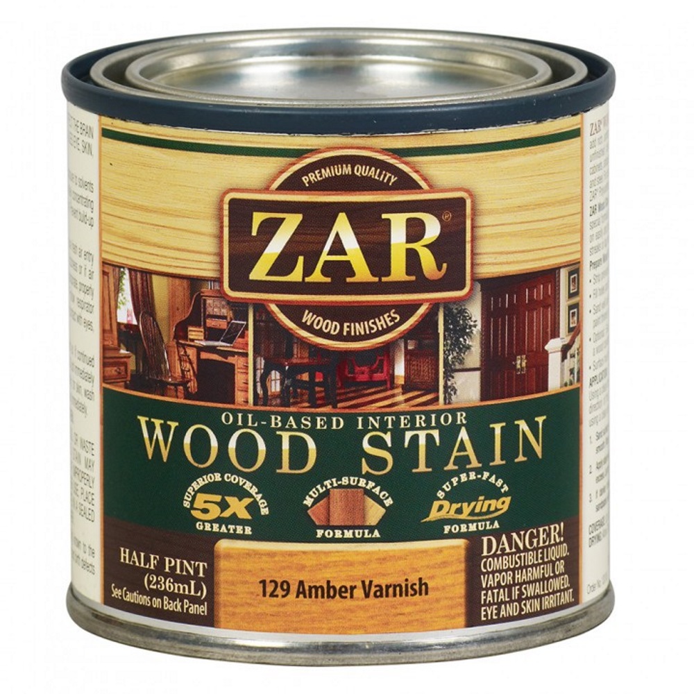 Zar Oil Based Wood Stain Amber Varnish, 1/2 Pt