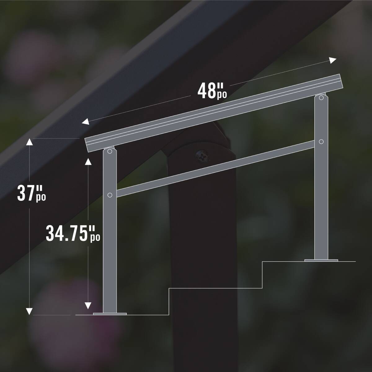 Aluminum Textured Black Handrail Kit For 2-3 Steps 7 Aluminum Textured Black Handrail Kit For 2-3 Steps