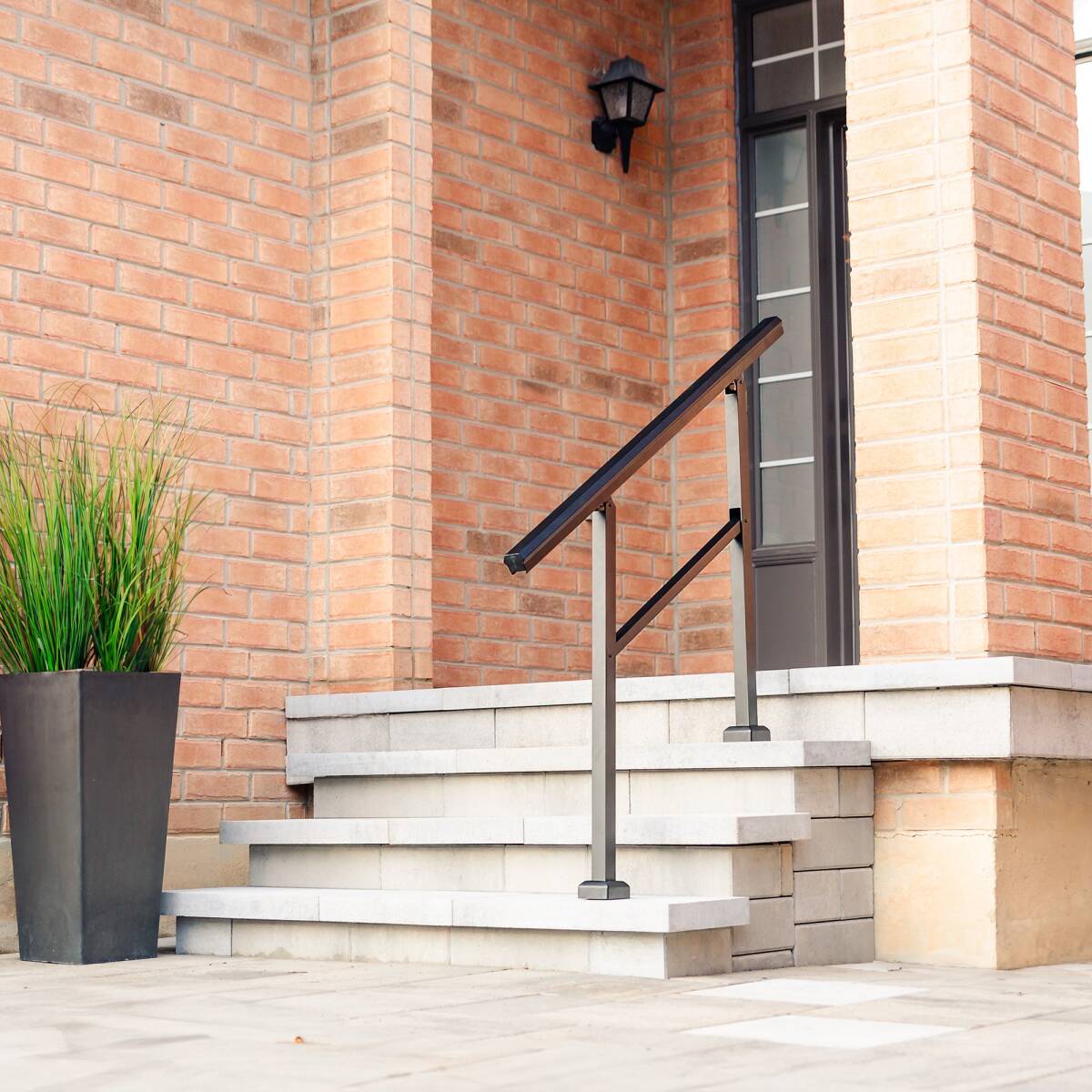 Aluminum Textured Black Handrail Kit For 2-3 Steps 8 Aluminum Textured Black Handrail Kit For 2-3 Steps
