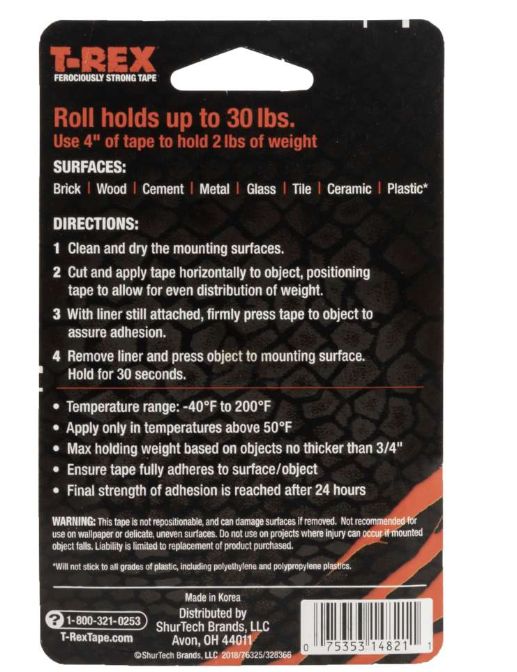 1-Inch X 60-Inch Clear All Weather Mounting Tape