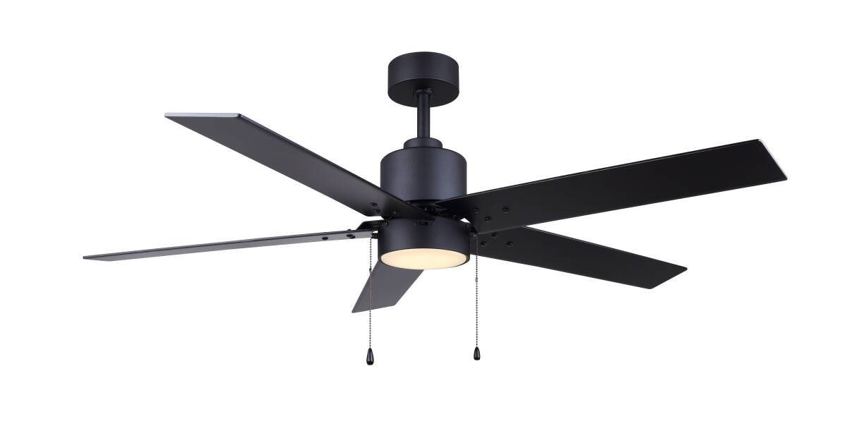 Romy 52-Inch LED Black Reversible Weathered Oak and Black 5-Blade Ceiling Fan
