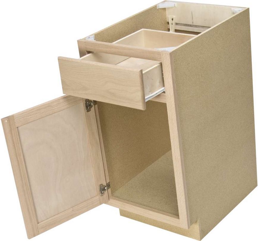18 x 34-1/2 x 24-Inch Premier Unfinished Oak Singel Door Single Drawer Base Cabinet