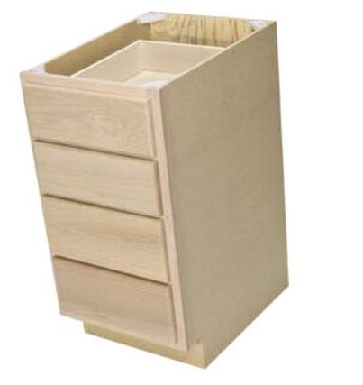 15 x 34-1/2 x 24-Inch Premier Unfinished Oak 4-Drawer Base Cabinet 2 15 x 34-1/2 x 24-Inch Premier Unfinished Oak 4-Drawer Base Cabinet