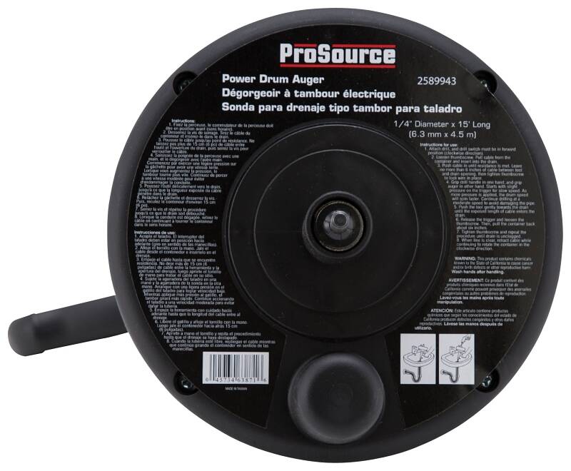 1/4-Inch X 15-FootBlack Power Drum Auger Drill