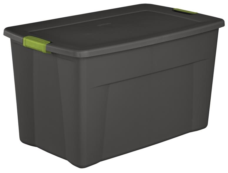 35-Gallon Flat Gray Plastic Storage Tote With Soft Fern Latches