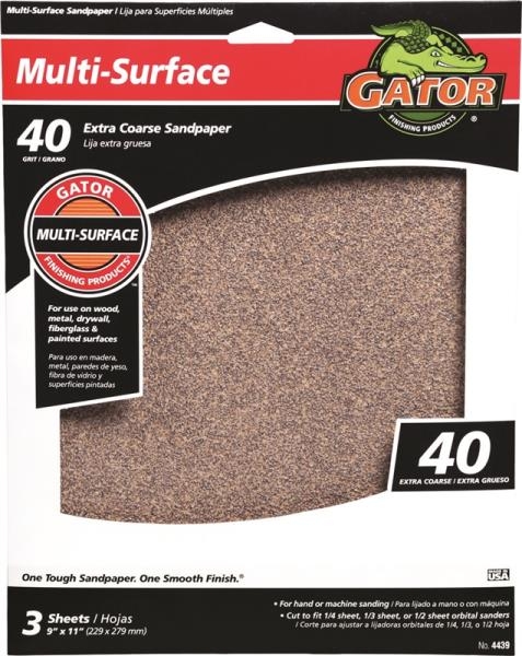 Gator Multi-Surface 40-Grit Extra Coarse Sandpaper 3-Pack