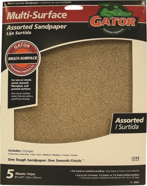 Gator Multi-Surface Assorted Grit Sandpaper 5-Pack