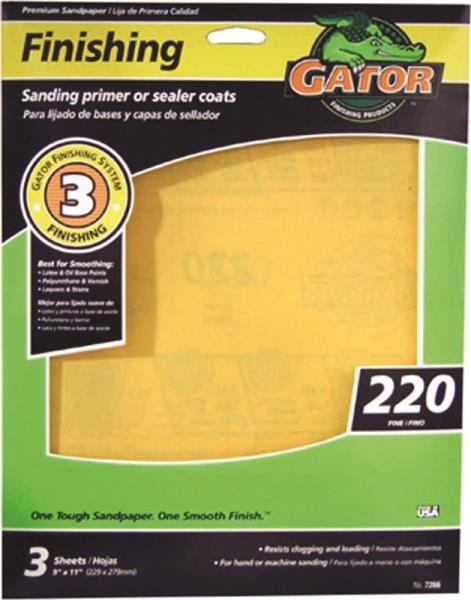 Gator Finishing 220-Grit Sandpaper 3-Pack