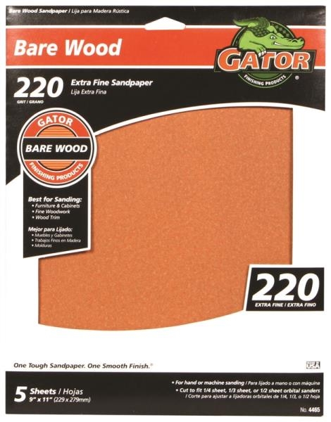 Gator Bare Wood 220-Grit Sandpaper 5-Pack