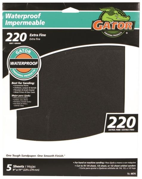 Gator Waterproof 220-Grit Sandpaper 5-Pack