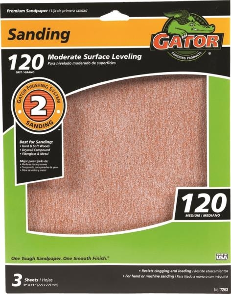 Gator Sanding 120-Grit Sandpaper 3-Pack