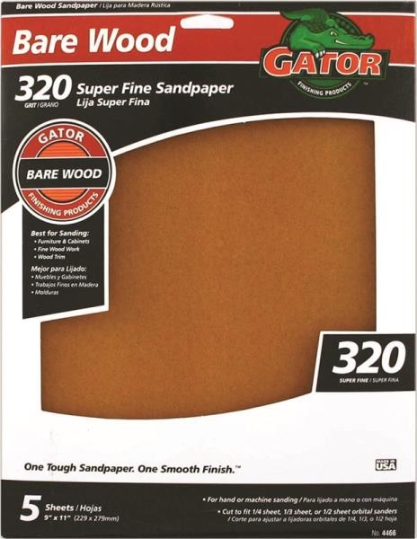 Gator Bare Wood 320-Grit Sandpaper 5-Pack
