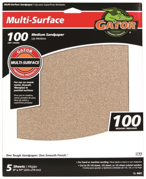 Gator Multi-Surface 100-Grit Sandpaper 5-Pack