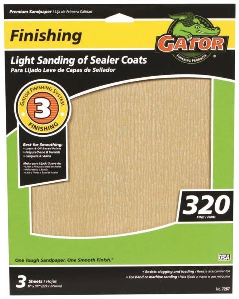Gator Finishing 320-Grit Sandpaper 3-Pack