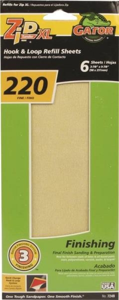 Gator ZipXL Finishing 220-Grit Sandpaper 6-Pack