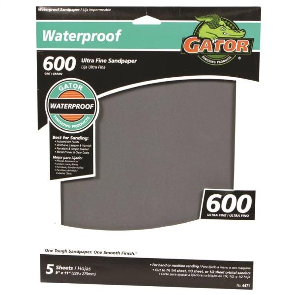 Gator Waterproof 600-Grit Sandpaper 5-Sheets