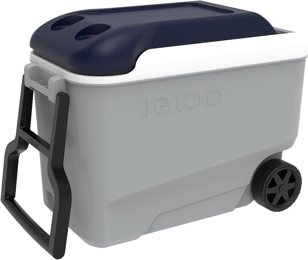 40-Quart Ash Gray/Aegean Sea MaxCold Hard Roller Cooler
