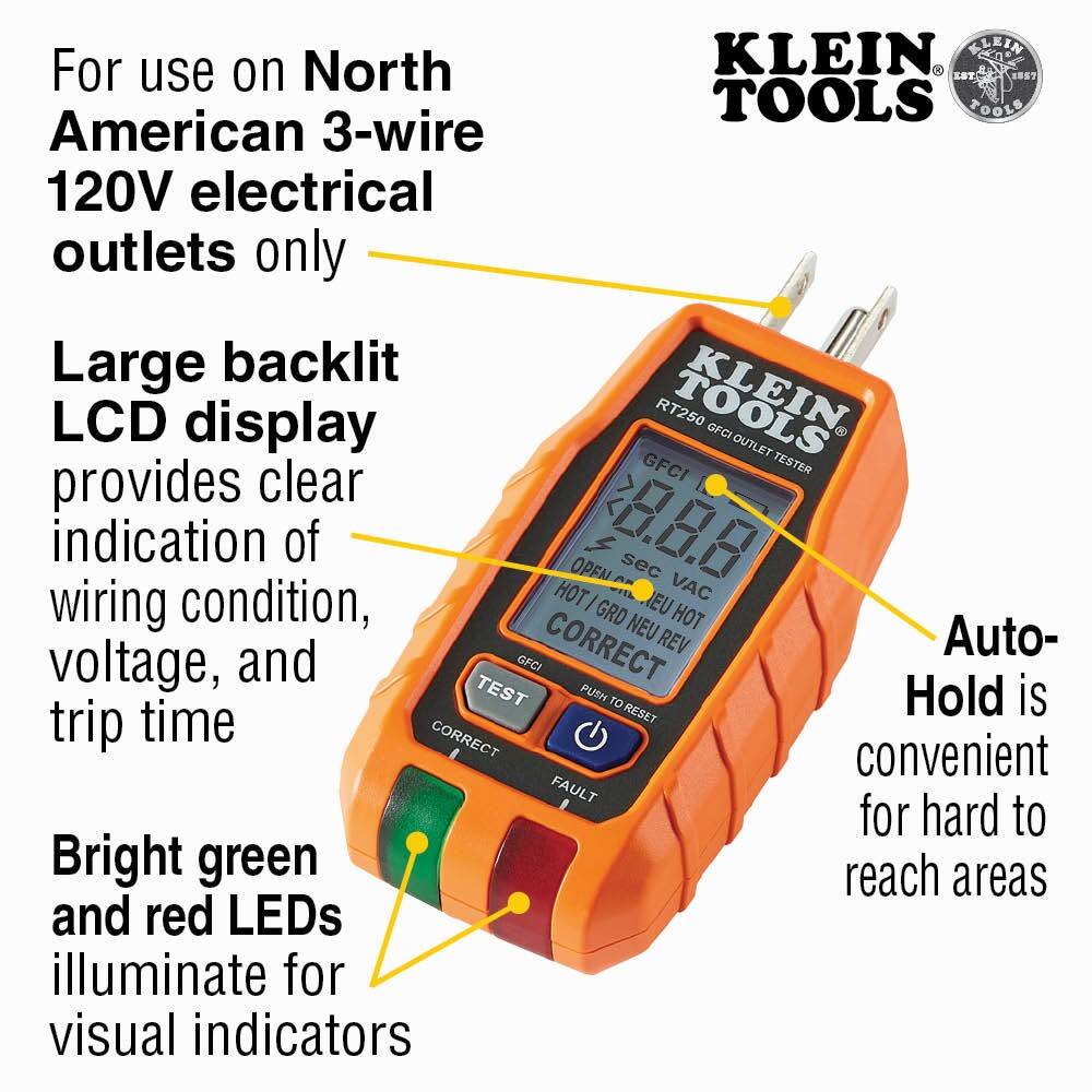 GFCI Receptacle Tester with LCD 3 GFCI Receptacle Tester with LCD