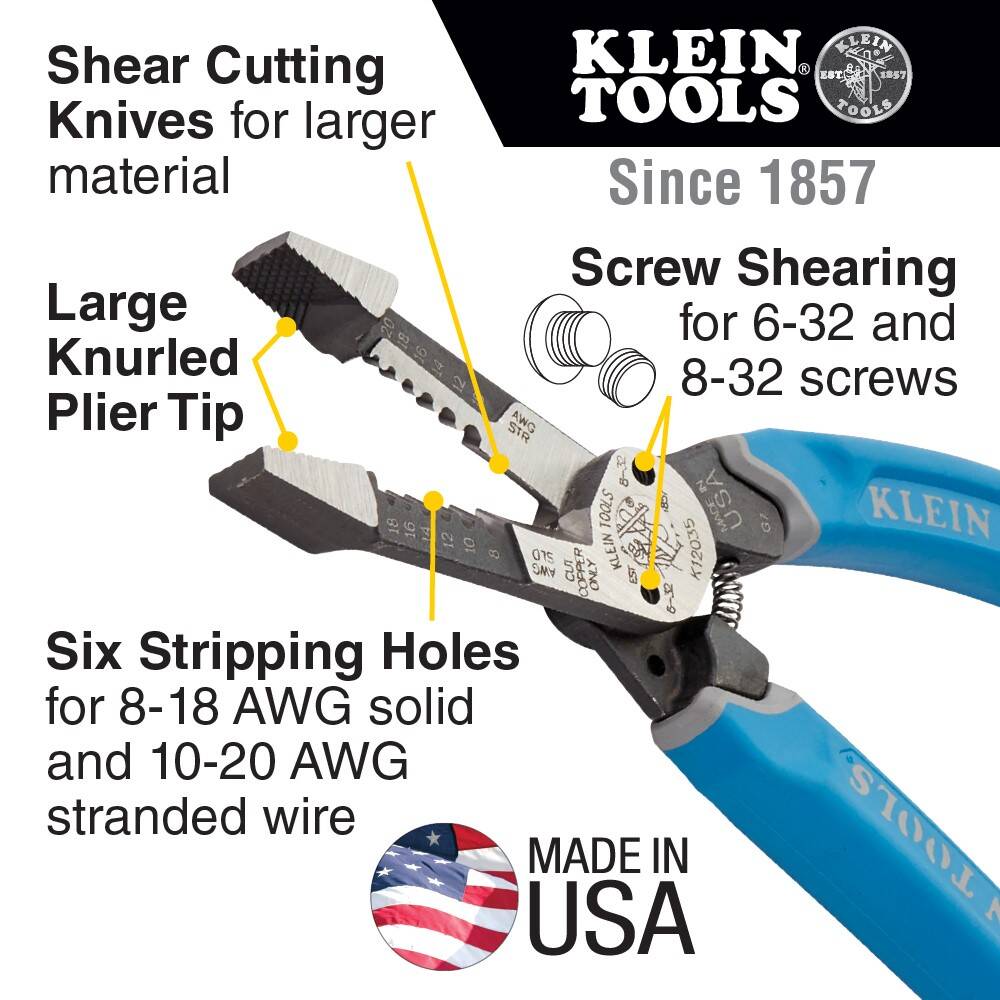 Klein-Kurve® Wire Stripper Heavy Duty Steel 8-20 AWG