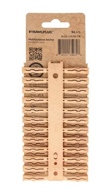 3/16-Inch Uno Universal Anchor Timber Drywall Anchor Push-In Ribbed 2 3/16-Inch Uno Universal Anchor Timber Drywall Anchor Push-In Ribbed