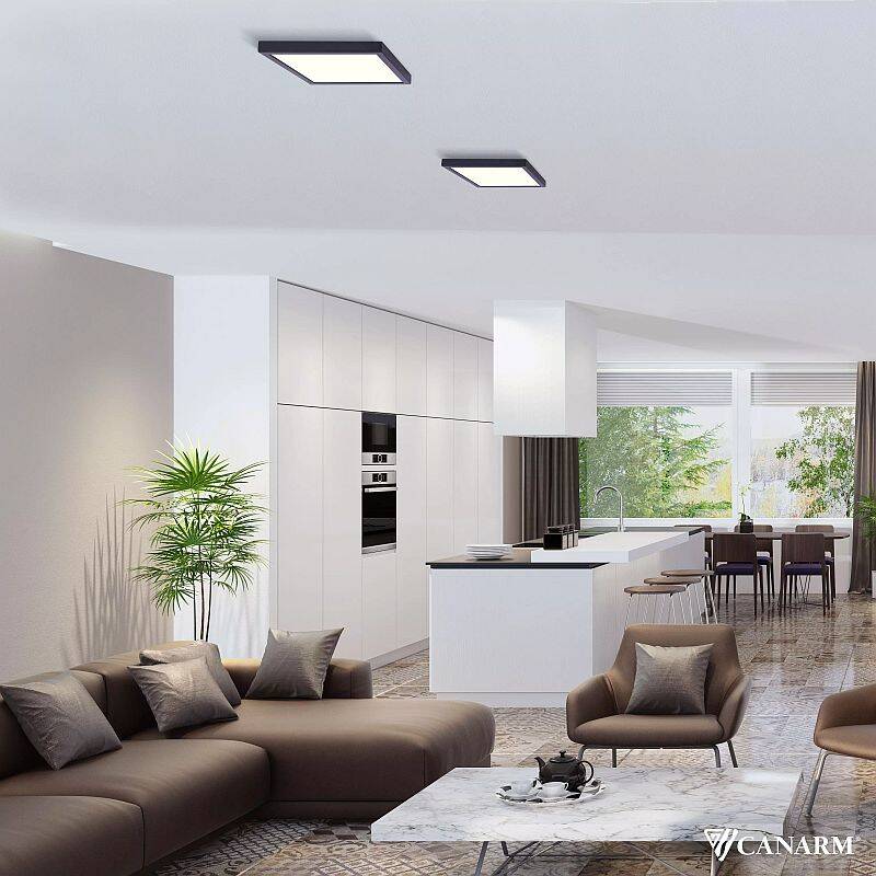 11 X 1-Inch Matte Black LED Square Flush Mount Disk Light Fixture