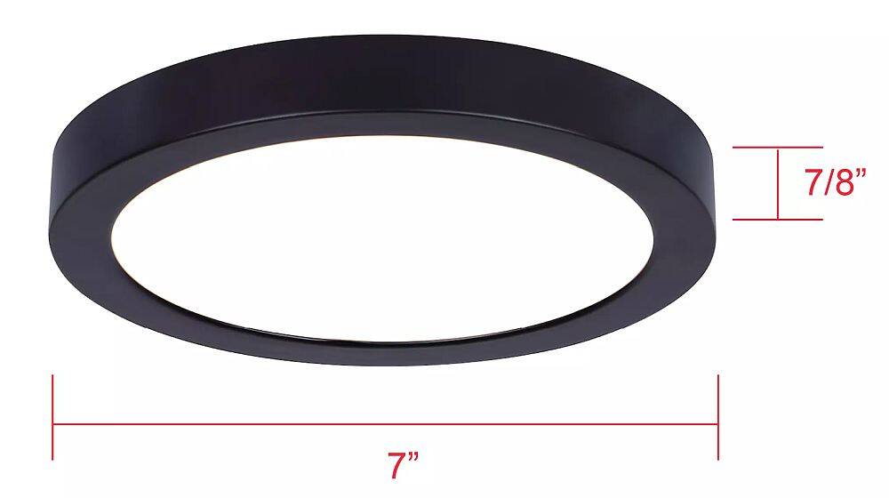 7-Inch Diameter X 7/8-Inch Height Matte Black LED Disc Light